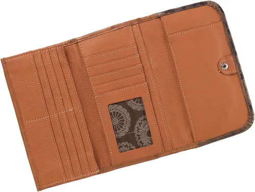 Vista 4 de American West Cartera plegable Saddle Ridge para mujer, Beige Bronceado, Billetera triple