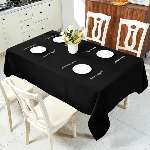 Vista 9 de IVAPUPU Mantel de Lino Texturizado para Mesa Rectangular - Mantel de Tela Impermeable Rectangular Sin Arrugas Limpiable Cubierta de Comedor