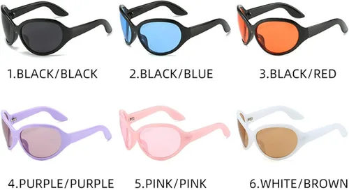 Vista 4 de willochra Gafas de sol futuristas de gran tamaño 2023 para mujeres y hombres, tendencias ovaladas Y2k, gafas de sol femeninas, UV400