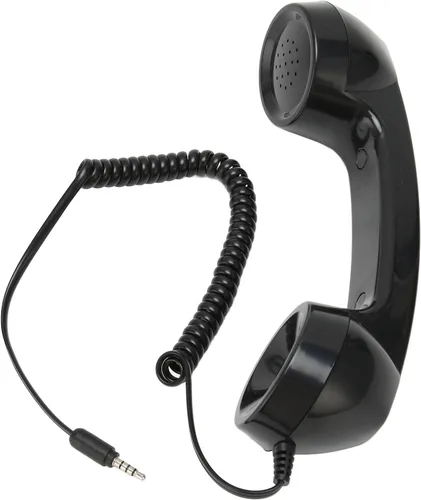 Vista 3 de Teléfono retro auricular, receptor de teléfono celular de mano operación a prueba de radiación para computadoras (negro)