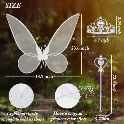 Vista 7 de leiwo Alas de hadas para adultos alas de mariposa para mujeres y niñas alas transparentes brillantes para disfraz de Halloween disfraz de cosplay