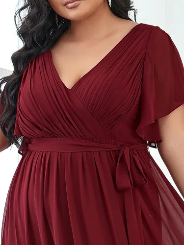 Vista 5 de Ever-Pretty Plus Vestido de dama de honor formal con cuello en V profundo y cintura elástica para mujer, talla grande, 0164A-DA