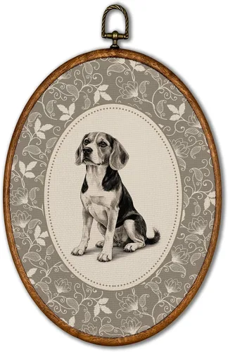 Vista 24 de KSDUT Arte de pared ovalado de perro pastor australiano floral retro de 8.6