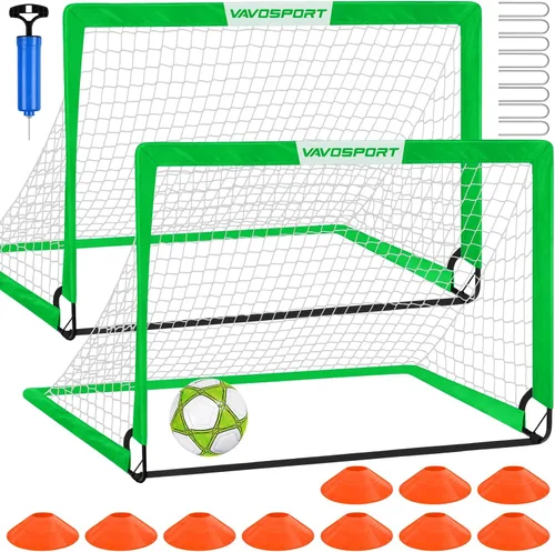 Vista 10 de Juego de porterías de fútbol para niños para patio trasero – 2 de 4 x 3 pies, equipo portátil de entrenamiento de portería de fútbol, red de fútbol