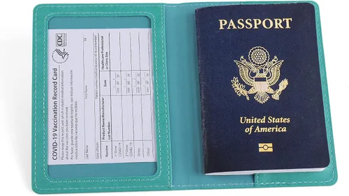 Vista 7 de labato - Cartera de piel sintética para pasaporte con tarjetero de vacuna, Mint