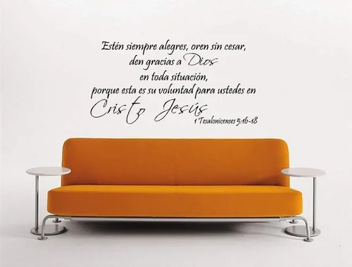 Vista 3 de Calcomanías de pared españolas decorativas para pared 1 Tesalonicenses 5:16-18, Pared Arte, Estén Siempre Alegres, Oren Sin Cesar, Gracias a Dios En
