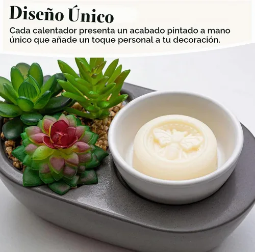 Vista 7 de Candle Warmers Etc. Calentador de Fragancias (Suculenta) Calienta Ceras Perfumadas Derretidas, Cubos y Tartas