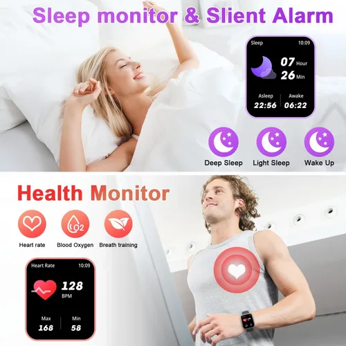 Vista 3 de Reloj inteligente para hombres y mujeres Fitness: Hacer/responder llamadas relojes inteligentes para hombres, relojes digitales para hombre, reloj