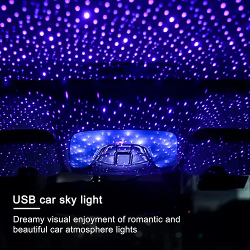 Vista 3 de jeseny Pack-1 USB Proyector de Luz Nocturna de Estrellas, Luces de Techo Interior para Coche, Luces Decorativas Ajustables y Románticas Portátiles