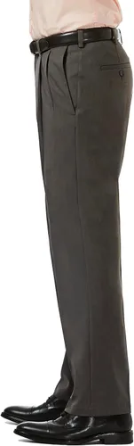 Vista 3 de Haggar Cool 18 Pro para hombres - Pantalón de ajuste clásico, con plisado frontal y cintura expandible oculta, tallas regulares y grandes y altas