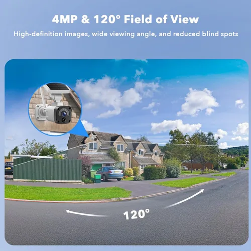 Vista 9 de Cámara solar de 2.5K inalámbrica para exteriores, sistema de cámara de seguridad para el hogar de 4MP, cámara de seguridad alimentada por batería