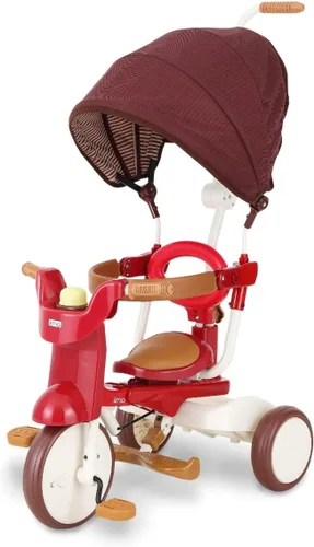 Vista 9 de iimo Triciclo plegable 3 en 1 – Triciclos premium para niños de 1 a 3 años – Bicicleta infantil de diseño japonés con mango de empuje, triciclo