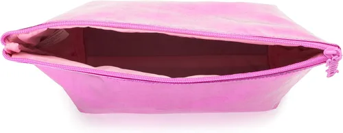 Vista 5 de Juicy Couture Bolsa de maquillaje rosa intenso, organizador de cosméticos, artículos esenciales de viaje, con cremallera, cuña brillante