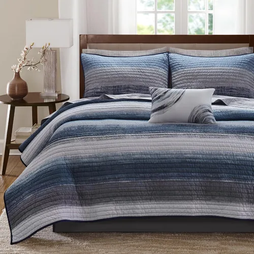 Vista 11 de Madison Park Essentials Saben Cozy Bed in A Bag - Edredón reversible con juego completo de sábanas de algodón, diseño geométrico para todas
