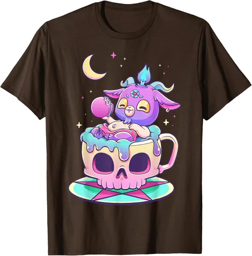 Vista 59 de Kawaii Pastel Goth Cute espeluznante Pentáculo Baphomet - Camiseta de cabra, Negro