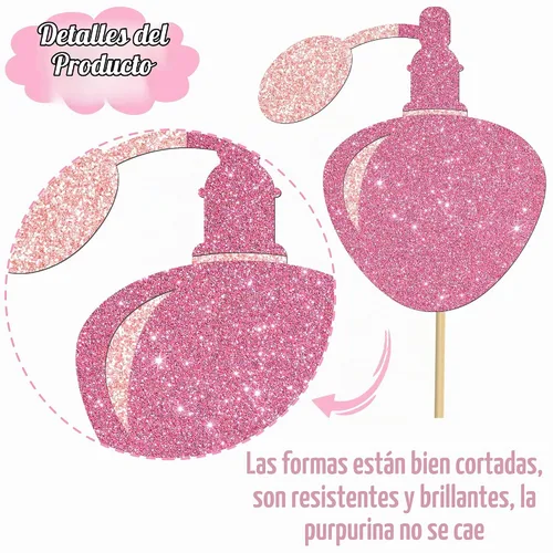 Vista 4 de 12 piezas de centro de mesa de maquillaje con purpurina, para spa, maquillaje, decoraciones de fiesta de cumpleaños para mesa, cosméticos, lápiz