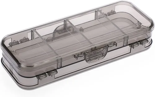 Vista 10 de BTSKY Caja de lápices de doble cubierta, caja de plástico transparente con 4 reglas extraíbles, espaciadores divisores, cajas de utilidad