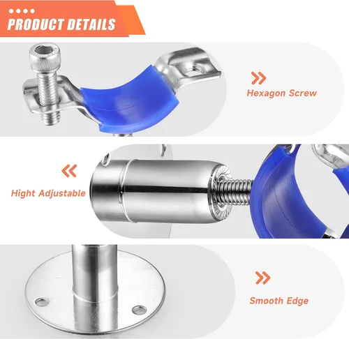 Vista 4 de 6 piezas de soportes de tubo para montaje en pared y techo, de acero inoxidable 304, adecuados para tubo con diámetro exterior de 15-19 mm, altura