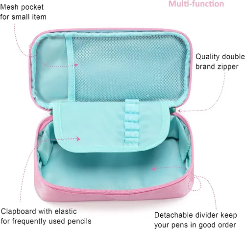 Vista 4 de AO ALI VICTORY Lindo estuche para lápices para niñas, mujeres, niños, unicornio suave, estuche para bolígrafos, bolsa de papelería de gran
