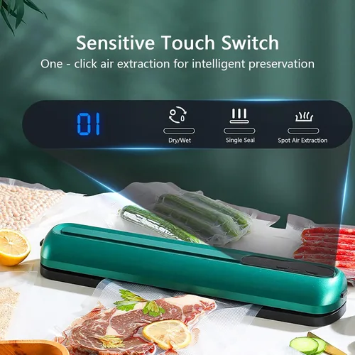 Vista 3 de Sellador al vacío de cocina inteligente, sellador automático de conservación de alimentos, modos seco/húmedo, sellador al vacío para frescura