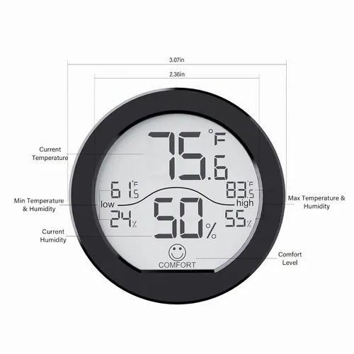 Vista 5 de SECRUI Higrómetro Termómetro para Temperatura de Habitación Medidor de Humedad Termómetro Interior Calibración de Precisión Sensor de Temperatura