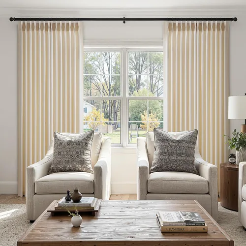 Vista 5 de 2 paneles de cortinas plisadas de lino beige de 84 pulgadas de largo, para dormitorio y sala de estar, cortina plisada con ganchos y pestaña trasera