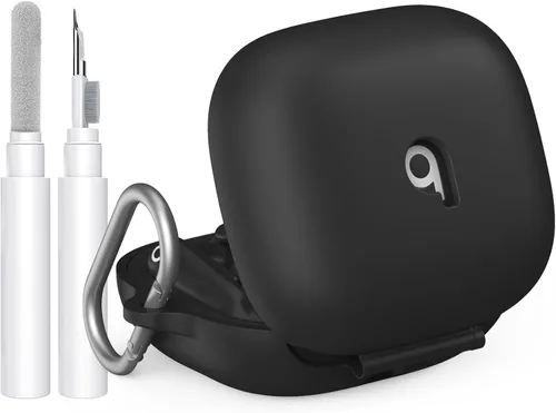 Vista 10 de Funda de silicona AhaStyle para Beats Powerbeats Pro 2 (2025) con kit de limpieza y mosquetón [Logotipo superior visible] Funda protectora completa