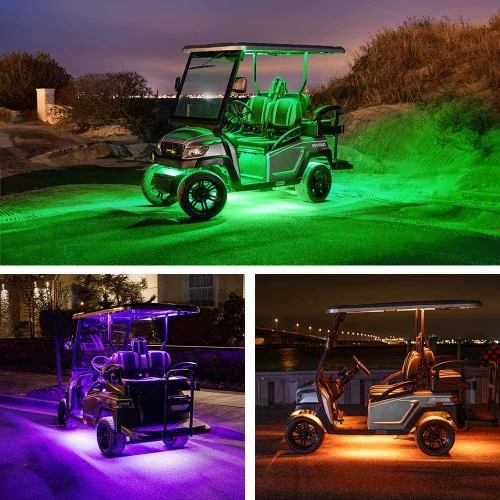 Vista 5 de LEDGlow Kit eléctrico de 12 piezas LED de millones de colores de 12 V-72 V para carrito de golf de 4 plazas, toldo para pozo de rueda y luces
