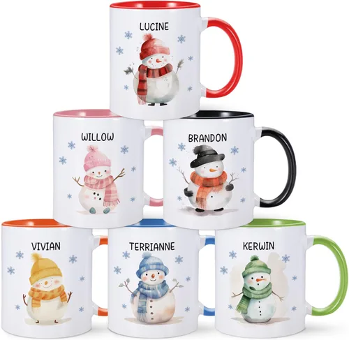 Vista 11 de Taza de café personalizada para niños con nombre e inicial, taza de cacao caliente personalizada para niños y niñas, taza de cerámica de 11 onzas