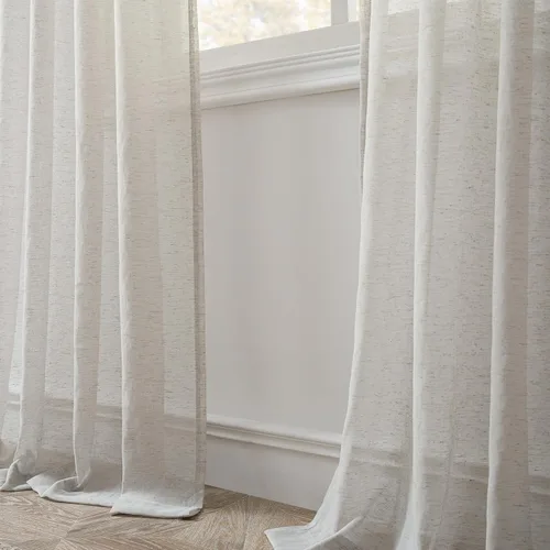 Vista 4 de FMFUNCTEX - Cortinas de lino transparentes para dormitorio, cortinas grises de 63 pulgadas de largo para sala de estar, cortinas de ventana mezcla