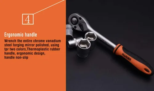 Vista 6 de Edward Tools Pro - Juego de 12 llaves de vaso métricas de 1/2 pulgada, acero cromado resistente, mango de trinquete de liberación rápida Ergo, barra