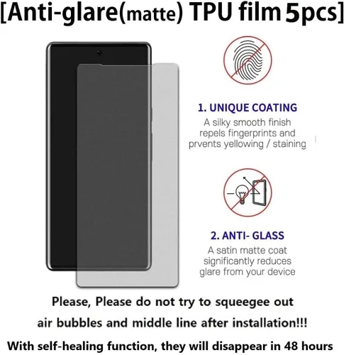 Vista 2 de [5+2] 5 protectores de pantalla de película de TPU antirreflejos (mate) + 2 protectores de lente compatibles con Google Pixel 7a 5G 2023 fácil