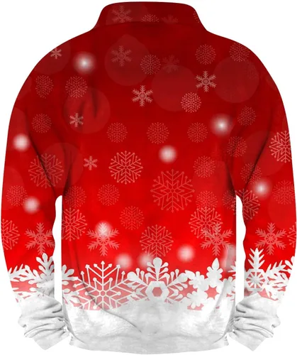 Vista 2 de Sudaderas para hombre, a la moda, vintage, con estampado navideño, manga larga, cuello alto, botones, delgadas