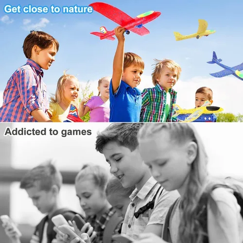 Vista 3 de Paquete de 3 lanzadores de aviones de juguete para niños, planeador de espuma ligera LED con lanzador de avión para jugar al aire libre, juguete