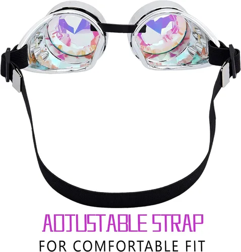 Vista 40 de Gafas de caleidoscopio retro con pinchos, gafas de cristal arcoíris steampunk estilo soldadura, gafas de cosplay punk