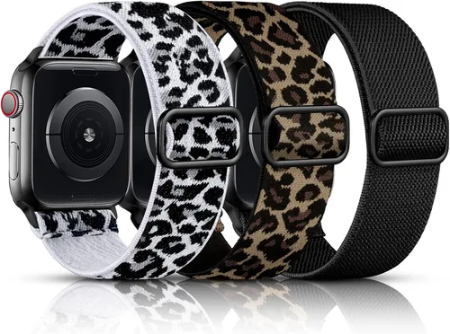Vista 13 de DaQin Paquete de 3 bandas elásticas Solo Loop compatibles con Apple Watch para hombres de 49 mm, 46 mm, 45 mm, 44 mm, 42 mm, correa elástica