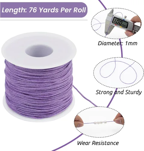 Vista 2 de JeogYong 2 cuerdas de algodón encerado de 0.039 in x 76 yardas, cuerda de cera para hacer pulseras, hilo encerado para abalorios para hacer joyas