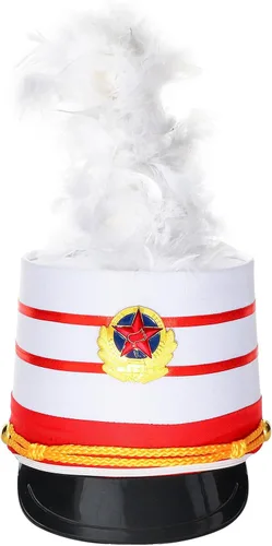 Vista 10 de Kids Drum Band Hat with Feather Toy Soldier Hat Drum Major Hat Costume Ceremonial Hat Majorette Hat