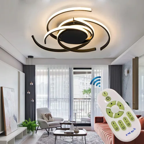 Vista 8 de Lámpara de techo LED regulable para sala de estar, moderna lámpara de techo de flores con control remoto, lámpara colgante para comedor, lámpara