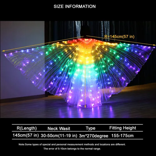 Vista 7 de Isis Wings - Disfraz de luces LED con luces brillantes capa de carnaval para EDC