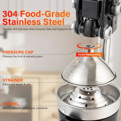 Vista 3 de Exprimidor manual de hierro fundido, exprimidor comercial de limón, exprimidor de cítricos profesional, ideal para extraer jugo de limones, naranjas
