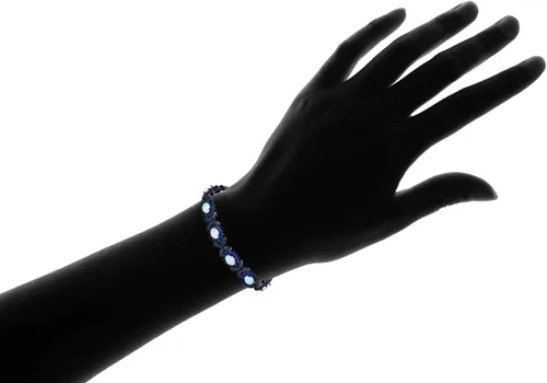 Vista 3 de Barzel Brazalete de tenis con ópalo creado chapado en oro blanco de 18 K o oro rosa Azul zafiro y negro