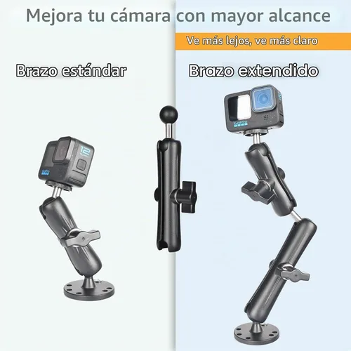 Vista 6 de VAUBORTTI Brazo de doble enchufe de 1 pulgada con adaptador de bola doble, brazo de extensión de aleación de aluminio para tamaño RAM B, se adapta a