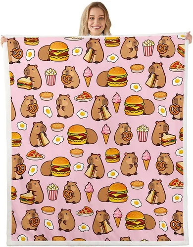 Vista 24 de Erosebridal Funny Capybaras Blanket Capybara Lover Gifts Cute Fleece Blanket for Kids Girls Boys, Capybara Decorations Blankets 40"x50", Kawaii