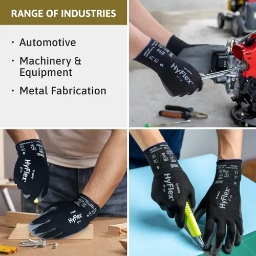 Vista 3 de Ansell HYFLEX 11-600 - Guantes industriales de nailon ligeros con revestimiento de palma para fabricación de metal, automotriz, talla grande (9)