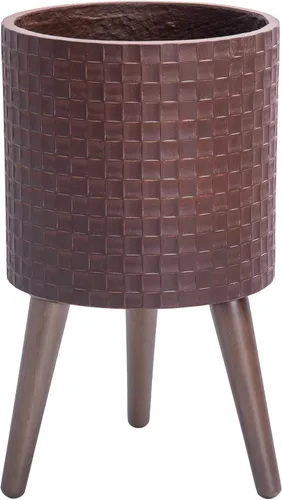 Vista 30 de D'vine Dev Maceta Elegante con Patrón de Azulejos Geométricos Modernos de 12 Pulgadas con Soporte, Portamacetas Decorativo para Interiores