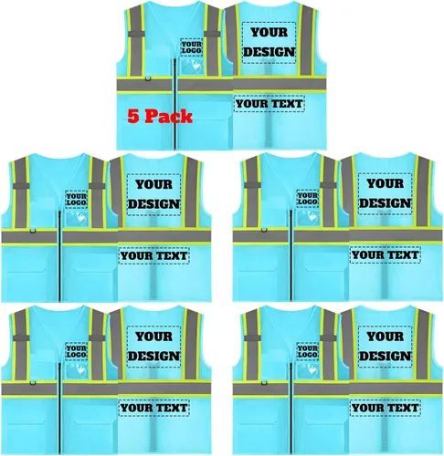 Vista 13 de Chaleco de seguridad reflectante de malla con logotipo personalizado con cremallera Chaleco de alta visibilidad para construcción al aire libre Ropa
