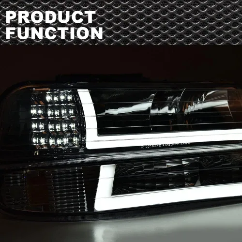 Vista 7 de Conjunto de faros LED CNNELL compatible con Chevy Silverado 1999-2002/Suburban Tahoe 2000-2006, carcasa cromada con lente transparente, reflector