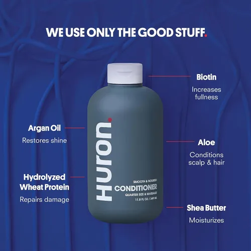 Vista 5 de Huron Acondicionador para hombres y mujeres, acondicionador hidratante y fortalecedor con cítricos + enebro + verduras, tratamiento suavizante e