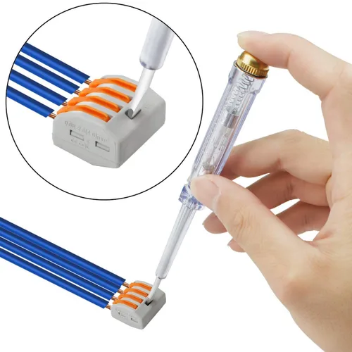 Vista 4 de Kit de surtido de 30 conectores eléctricos de alambre de palanca con tuercas, 28-12 AWG, combinación compacta de múltiples conductores de 2/3/5